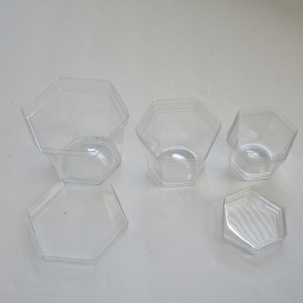 Clear Hexagonal Plastic Containers Set